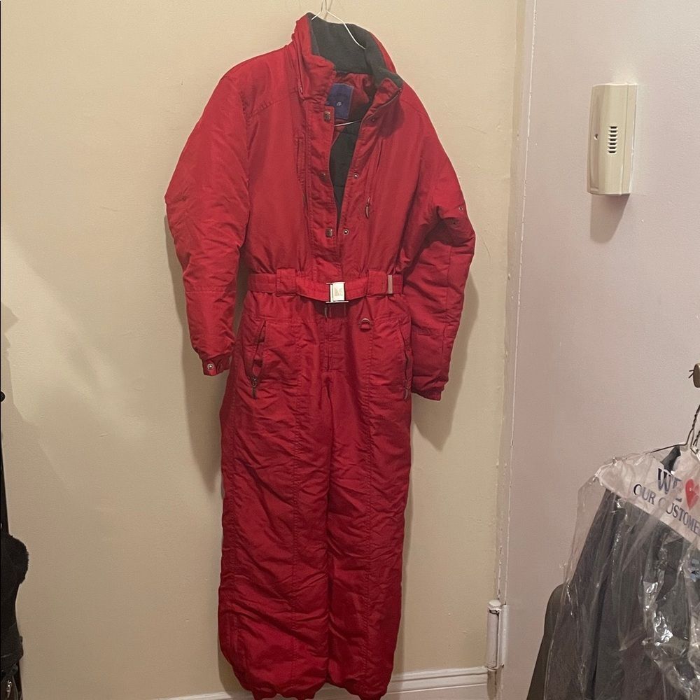 Vintage 90s 80s couloir women’s red ski snow mountaineering jumpsuit outfit